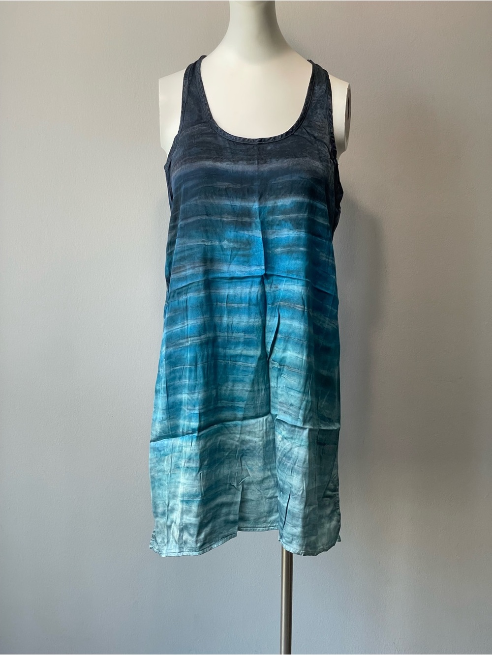 Hard Tail Blue Ombre Sleeveless Satin Dress
